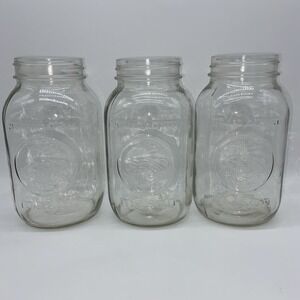 Golden Harvest Quart Mason Canning Jars Lot of 3 No Lids Vintage Original‎
